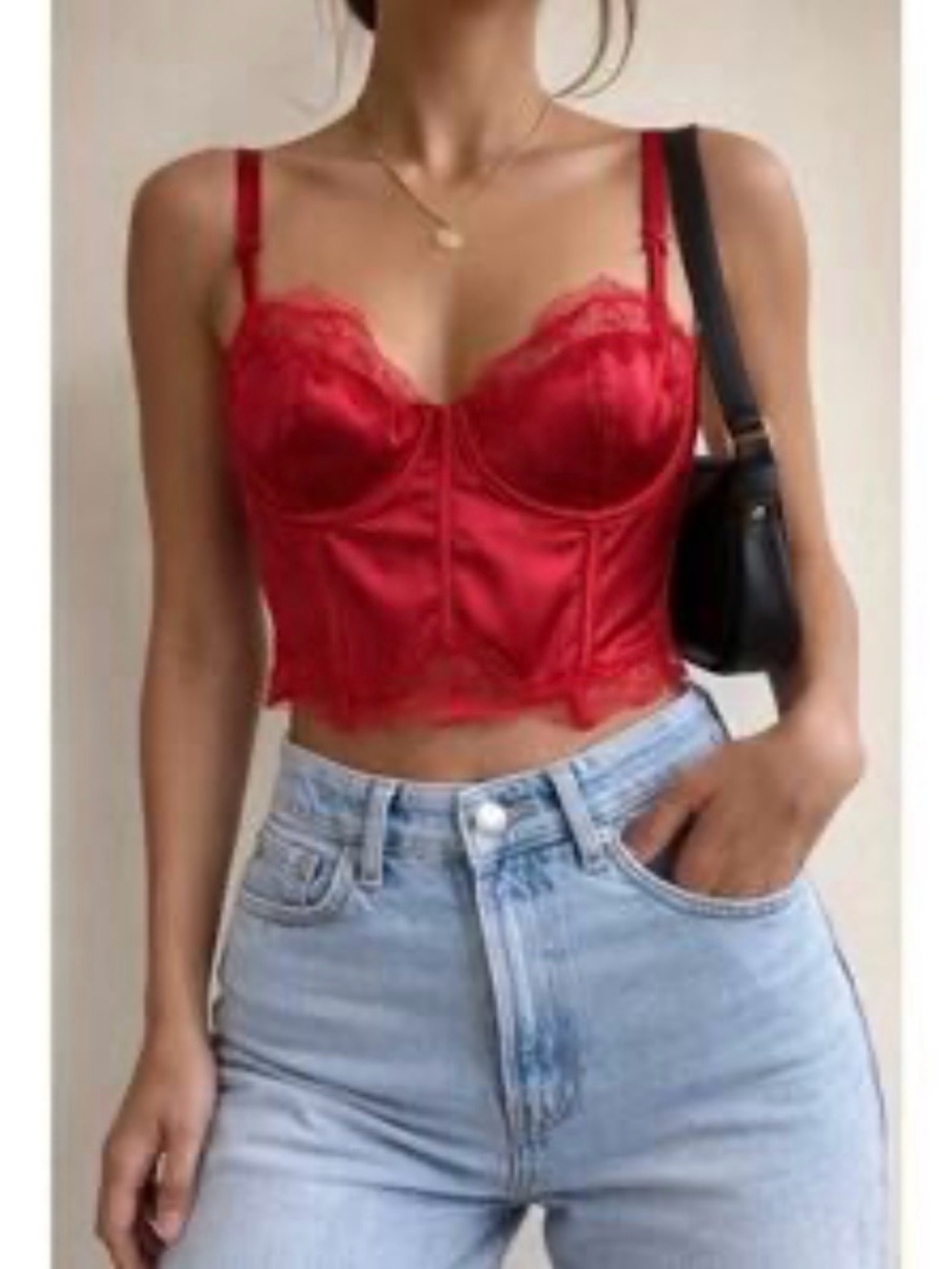 Victoria’s Secret Red Corset With Lace Trim